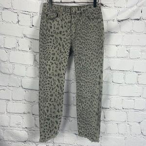 NWOT Kancan Animal Print Crop Frayed Bottom Jeans Sz 28